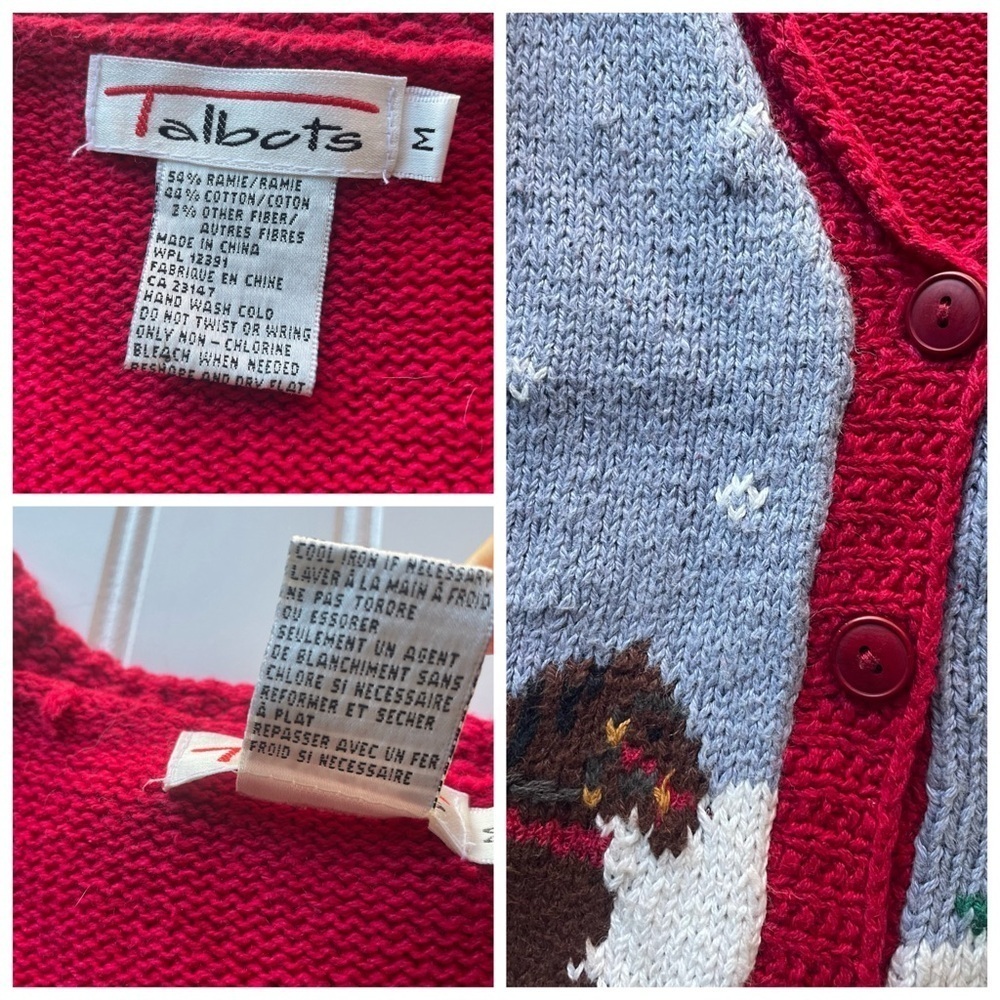 Talbots Christmas Sweater Knit Vest Red Green Size Medium Winter Holiday Novelty - Picture 6 of 10